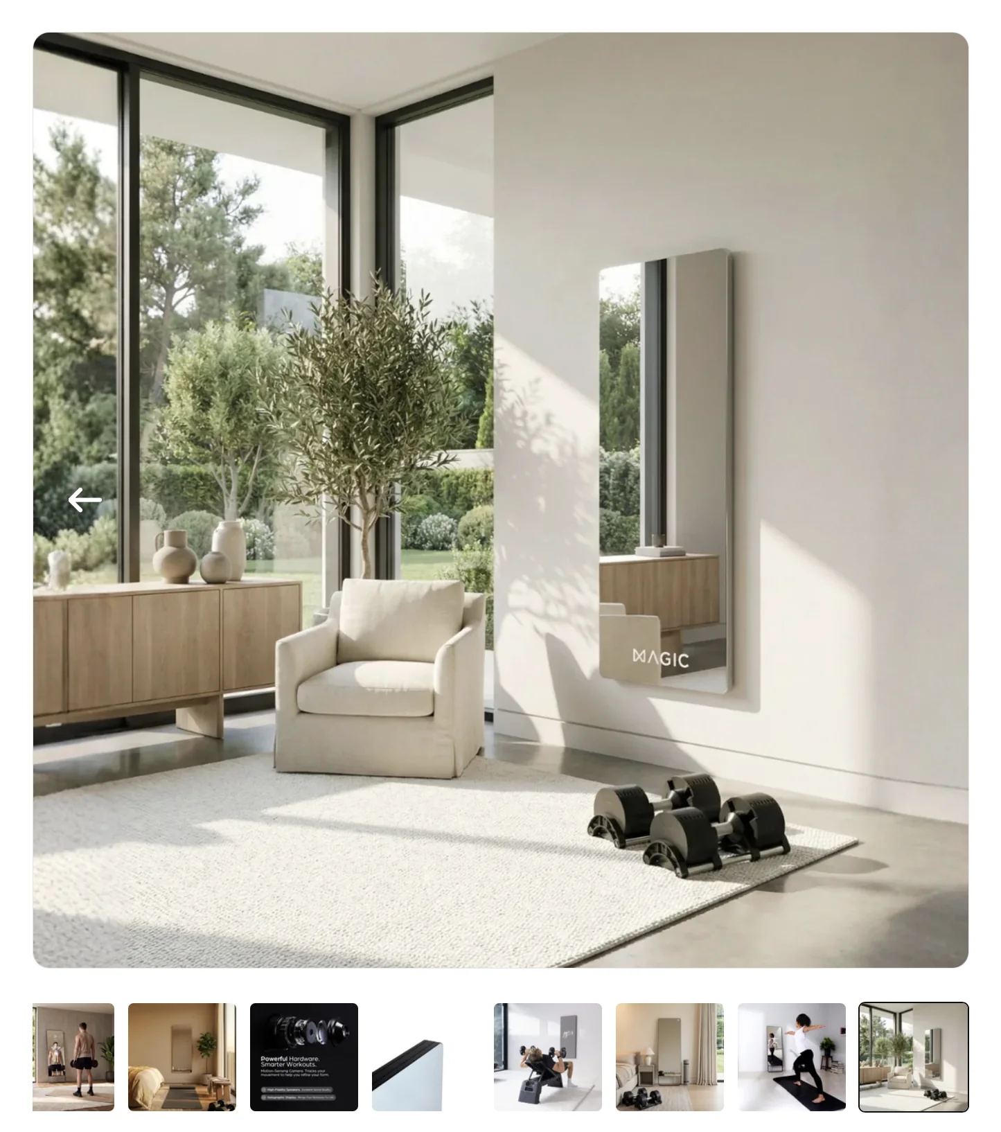 MAGIC AI website product gallery using self-produced AI imagery