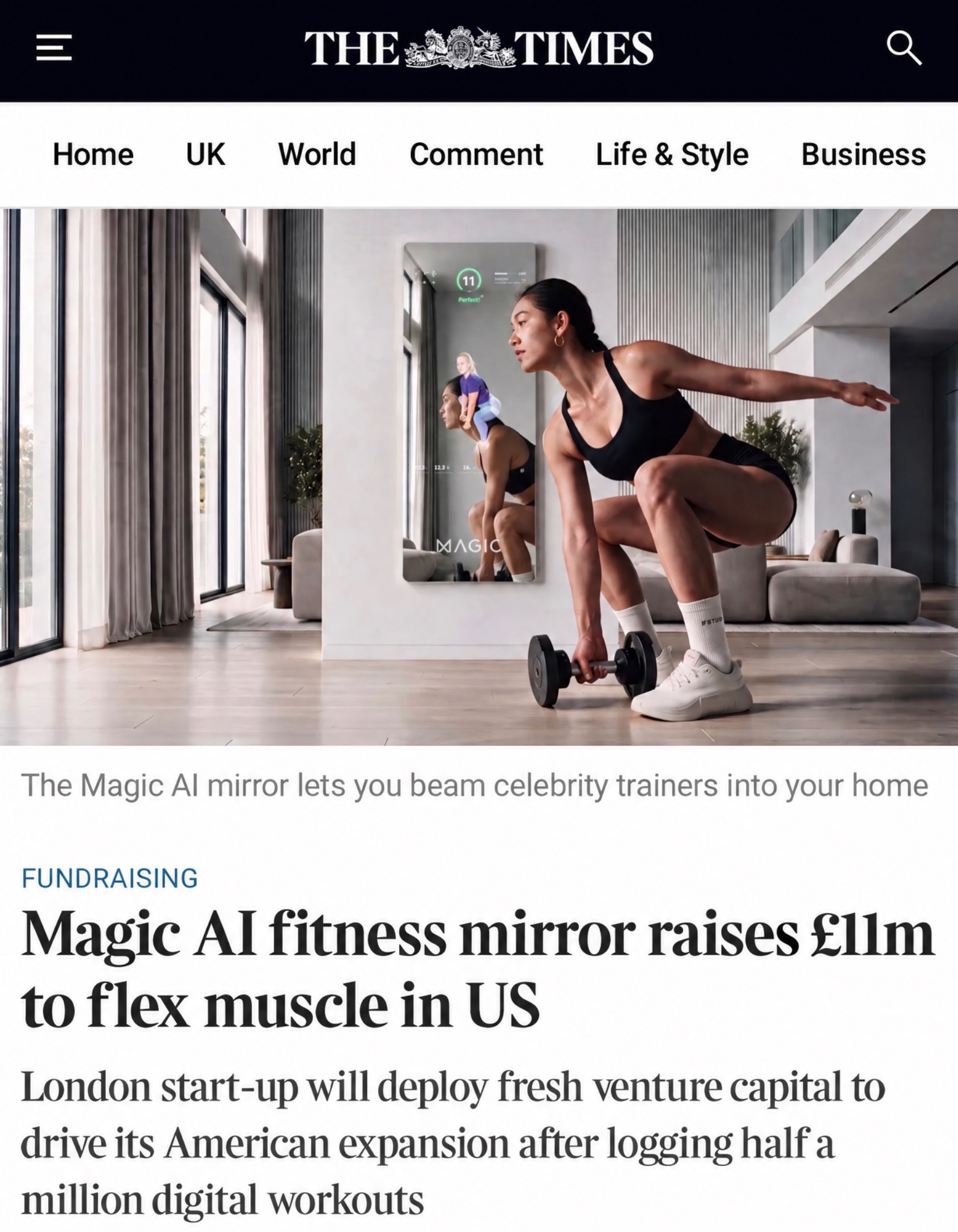 The Times coverage of MAGIC AI featuring AI campaign imagery created by Kate Rubina